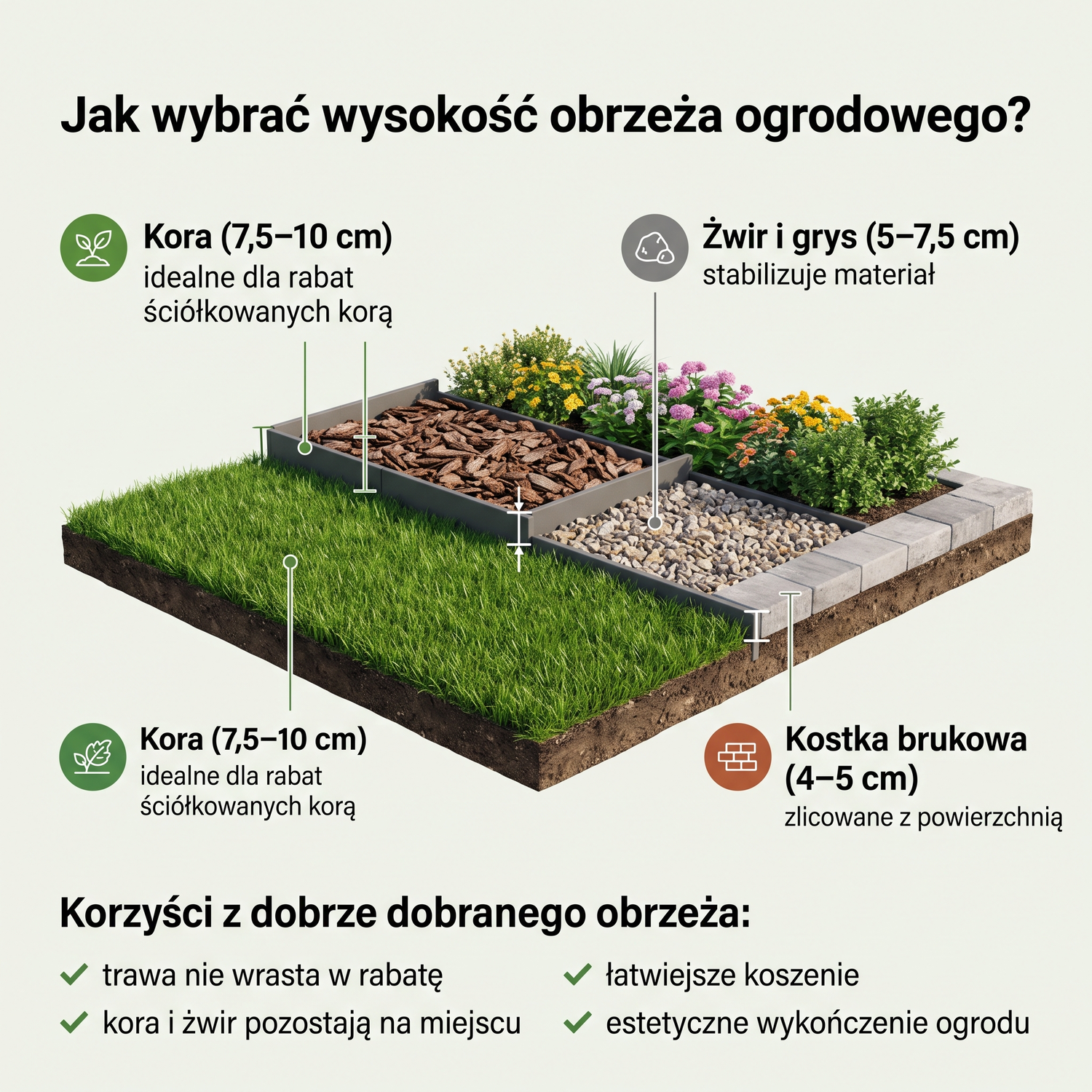 Instalacja plastikowego obrzeża ogrodowego przy użyciu kotew i gumowego młotka